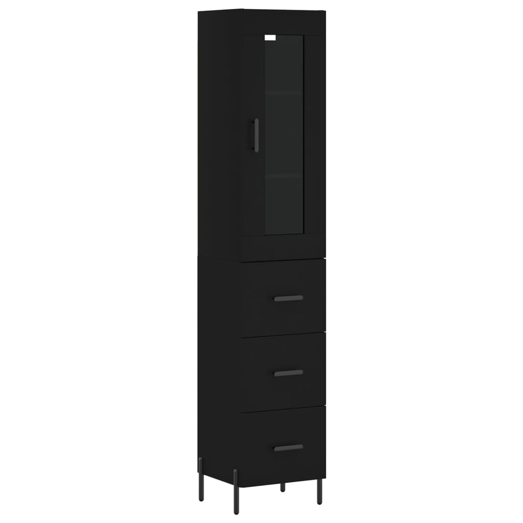 Highboard Schwarz 34,5x34x180 cm Holzwerkstoff