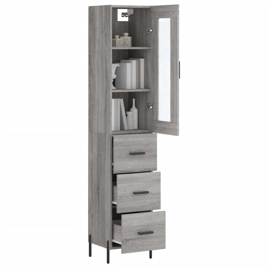 Highboard Grau Sonoma 34,5x34x180 cm Holzwerkstoff