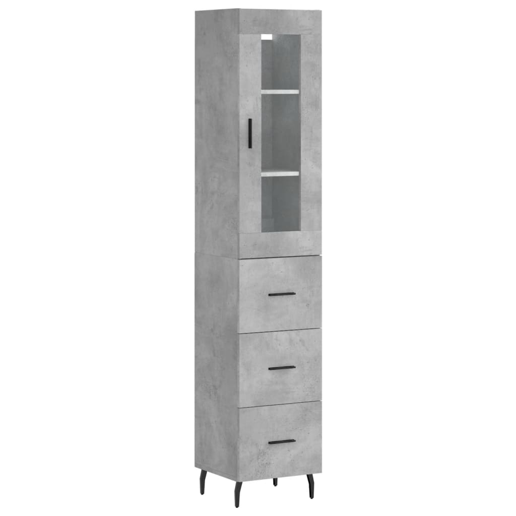 Highboard Betongrau 34,5x34x180 cm Holzwerkstoff