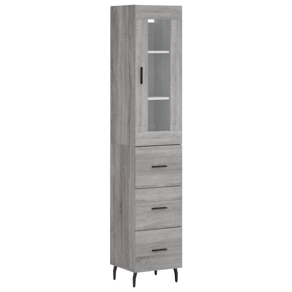 Highboard Grau Sonoma 34,5x34x180 cm Holzwerkstoff