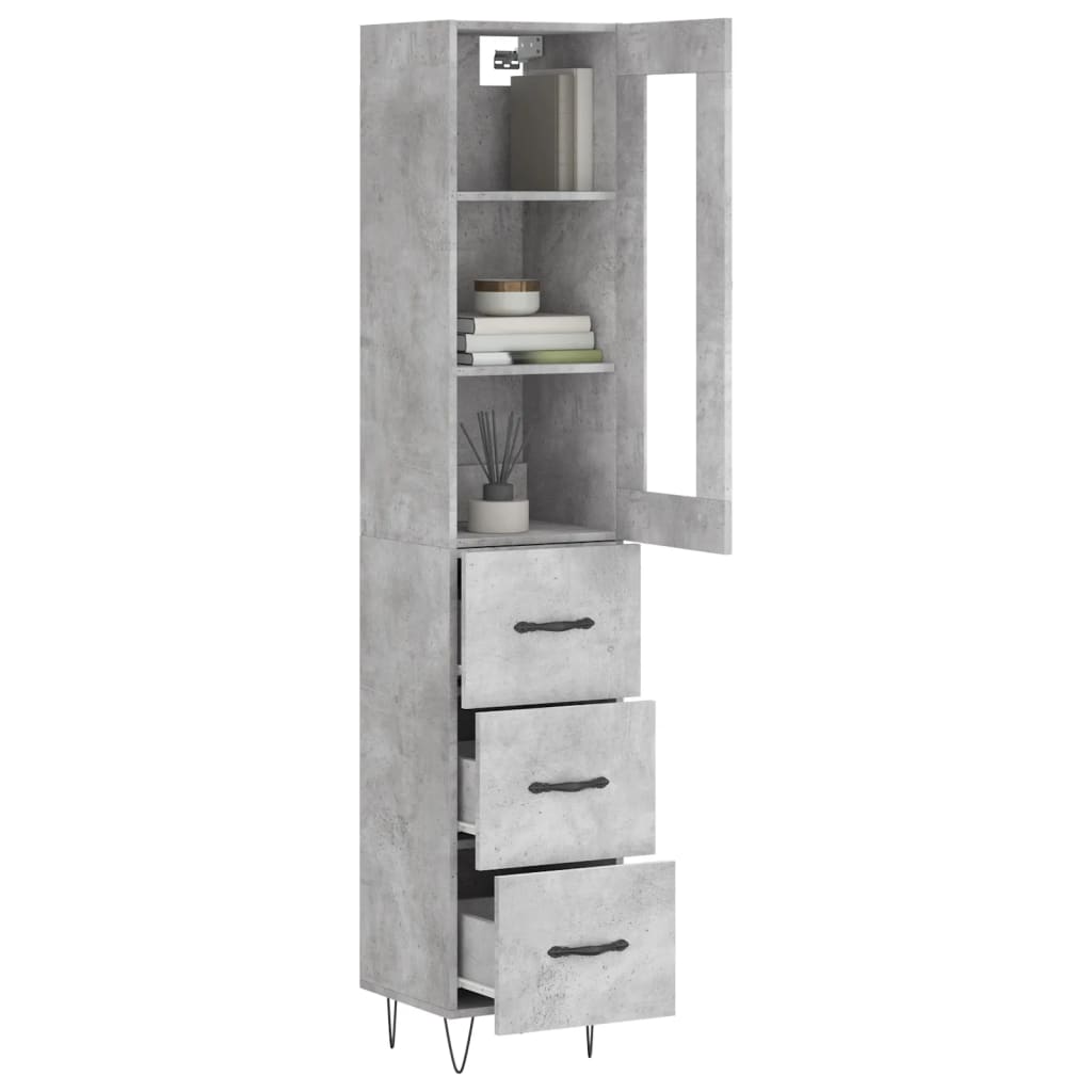 Highboard Betongrau 34,5x34x180 cm Holzwerkstoff