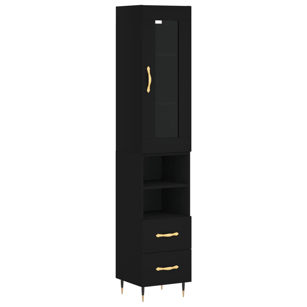 Highboard Schwarz 34,5x34x180 cm Holzwerkstoff