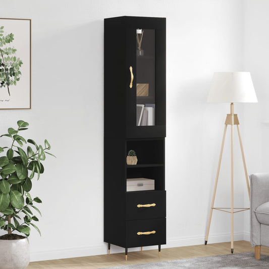 Highboard Schwarz 34,5x34x180 cm Holzwerkstoff