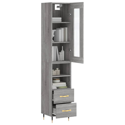 Highboard Grau Sonoma 34,5x34x180 cm Holzwerkstoff