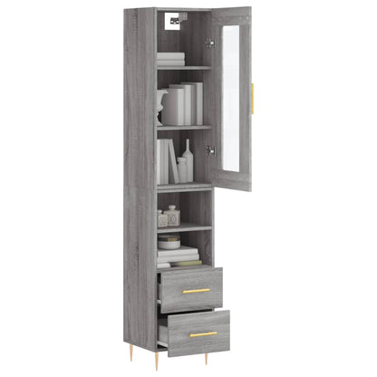 Highboard Grau Sonoma 34,5x34x180 cm Holzwerkstoff