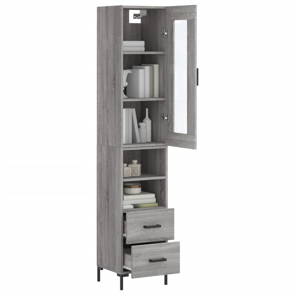 Highboard Grau Sonoma 34,5x34x180 cm Holzwerkstoff