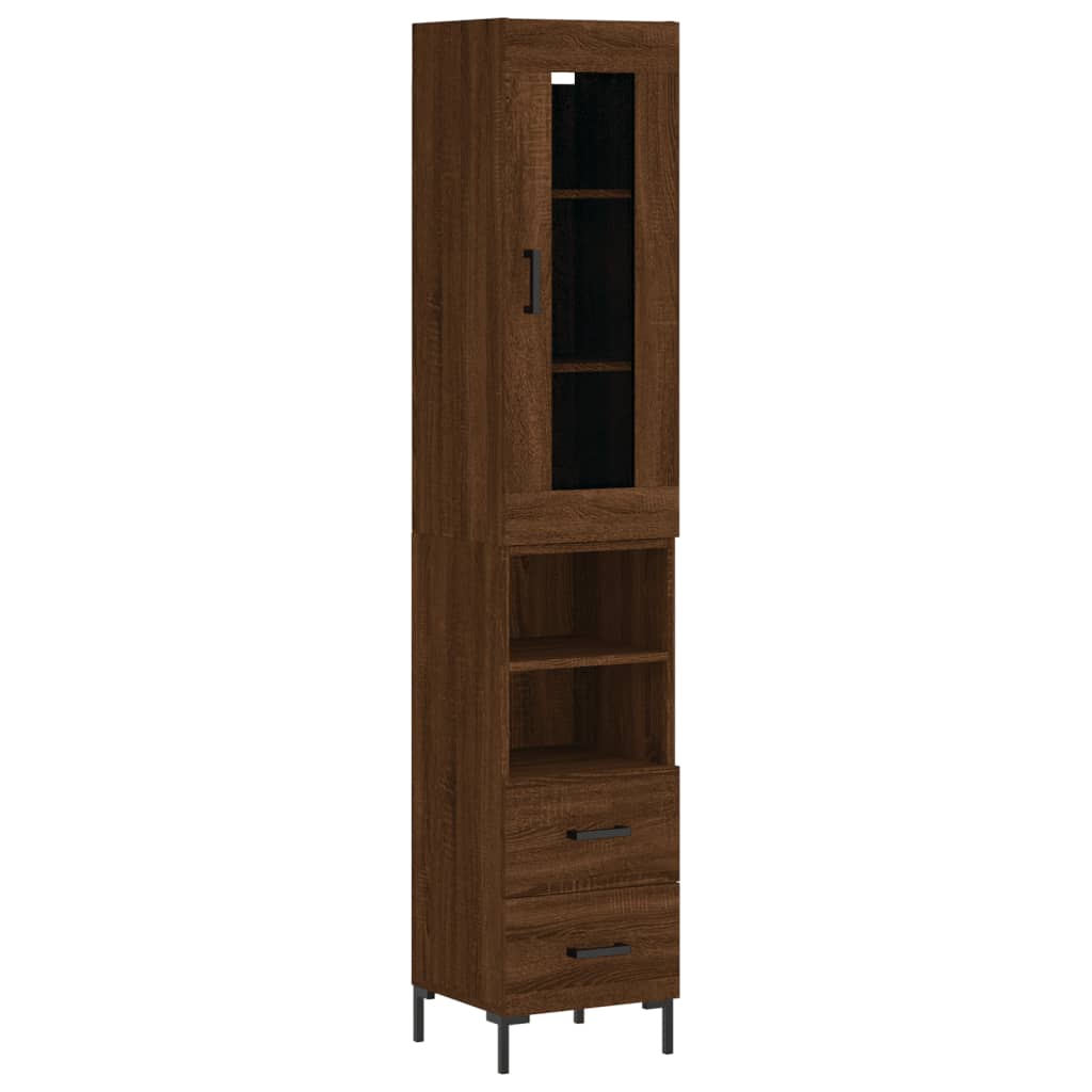 Highboard Braun Eichen-Optik 34,5x34x180 cm Holzwerkstoff