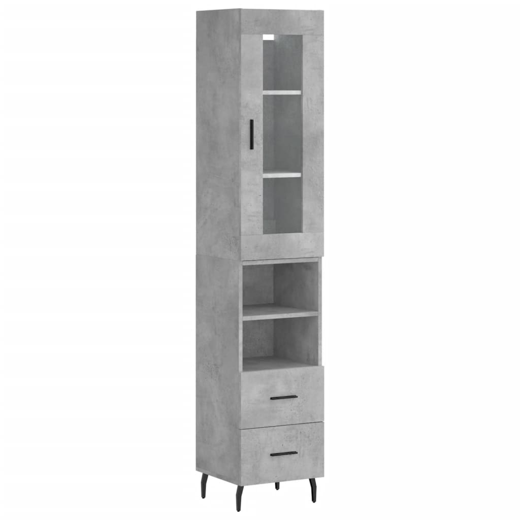 Highboard Betongrau 34,5x34x180 cm Holzwerkstoff