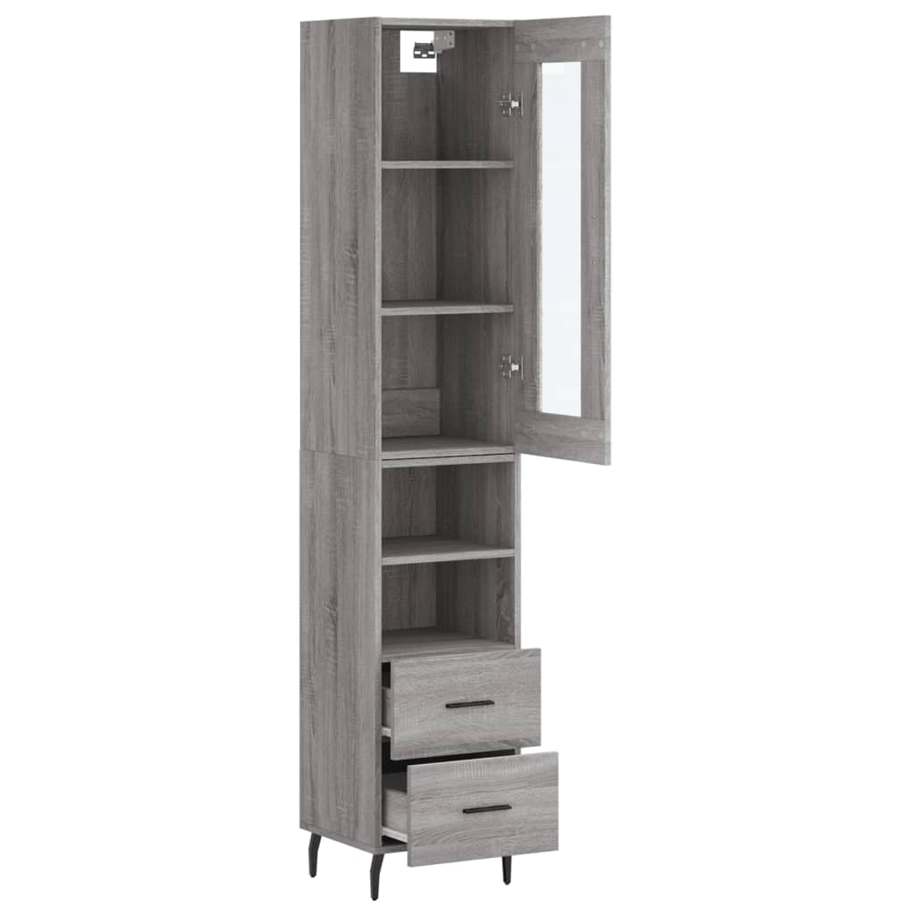 Highboard Grau Sonoma 34,5x34x180 cm Holzwerkstoff