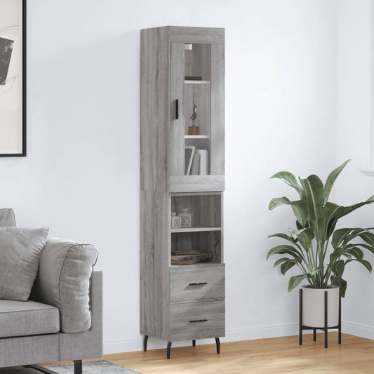 Highboard Grau Sonoma 34,5x34x180 cm Holzwerkstoff