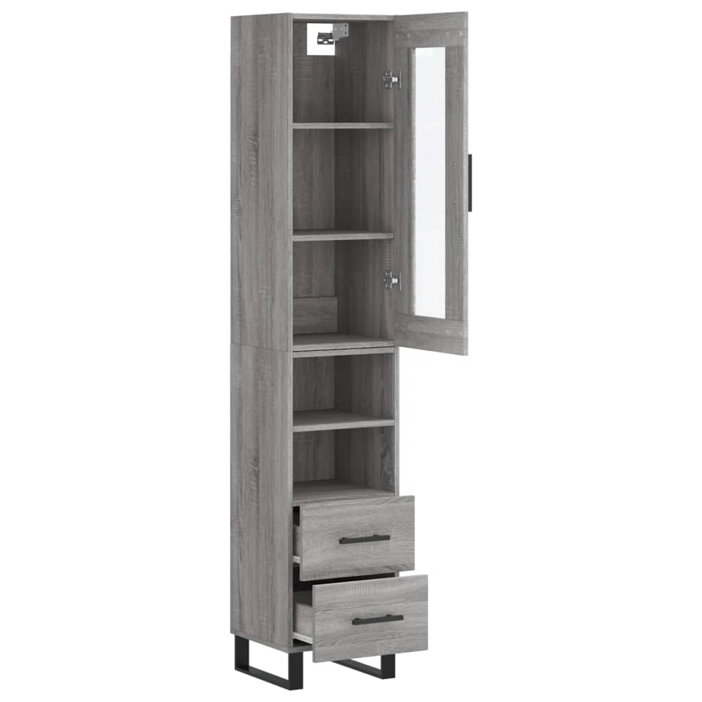 Highboard Grau Sonoma 34,5x34x180 cm Holzwerkstoff