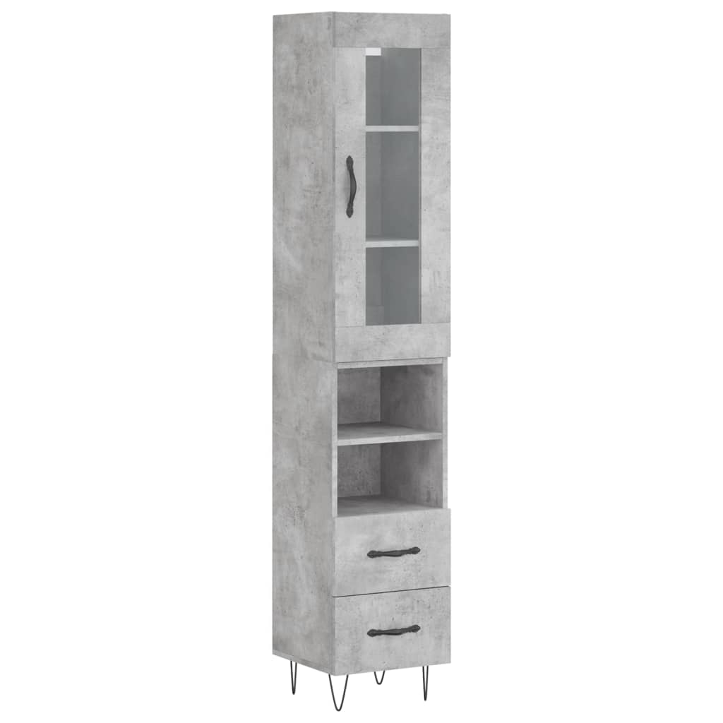 Highboard Betongrau 34,5x34x180 cm Holzwerkstoff