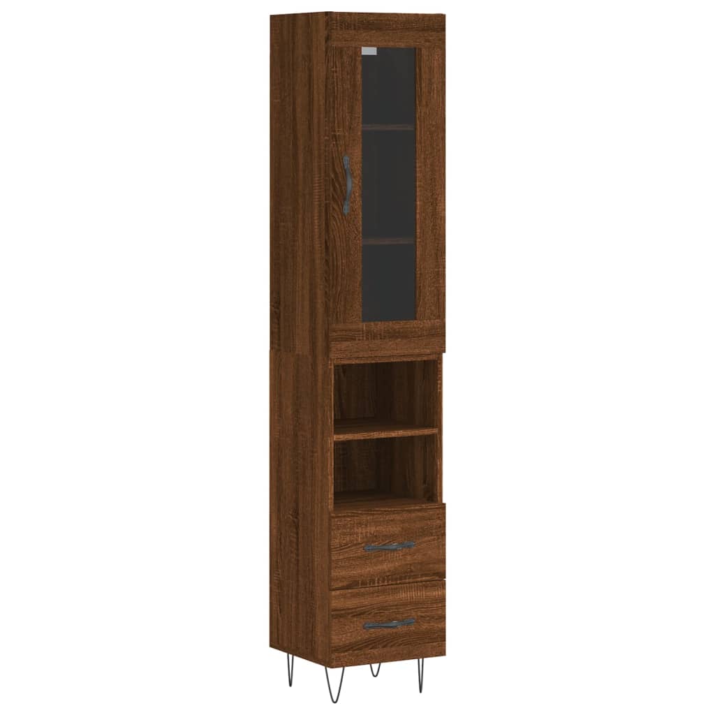 Highboard Braun Eichen-Optik 34,5x34x180 cm Holzwerkstoff