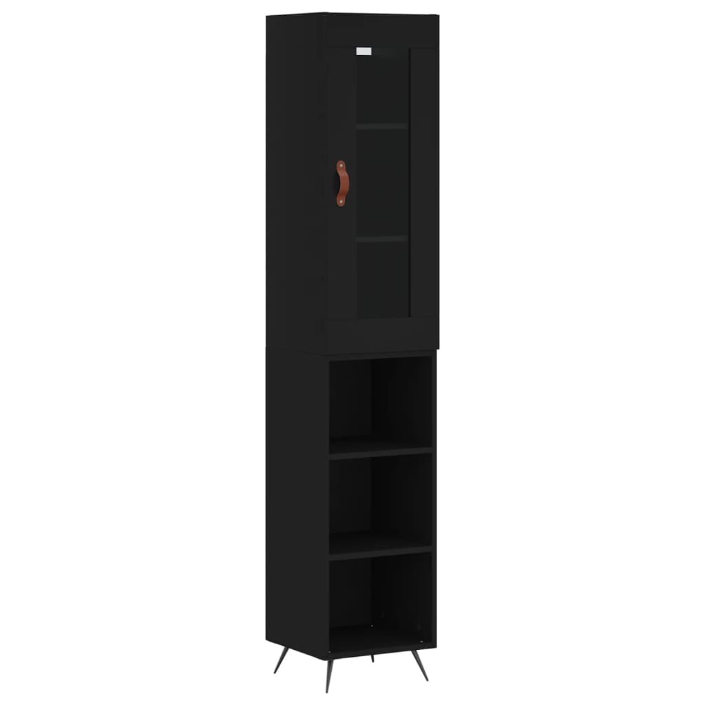 Highboard Schwarz 34,5x34x180 cm Holzwerkstoff