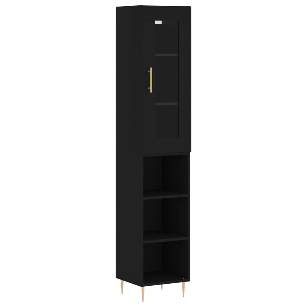 Highboard Schwarz 34,5x34x180 cm Holzwerkstoff