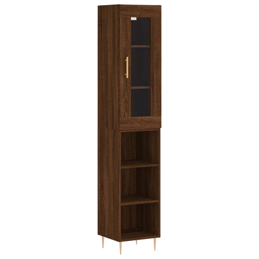 Highboard Braun Eichen-Optik 34,5x34x180 cm Holzwerkstoff