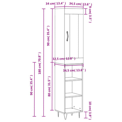 Highboard Betongrau 34,5x34x180 cm Holzwerkstoff