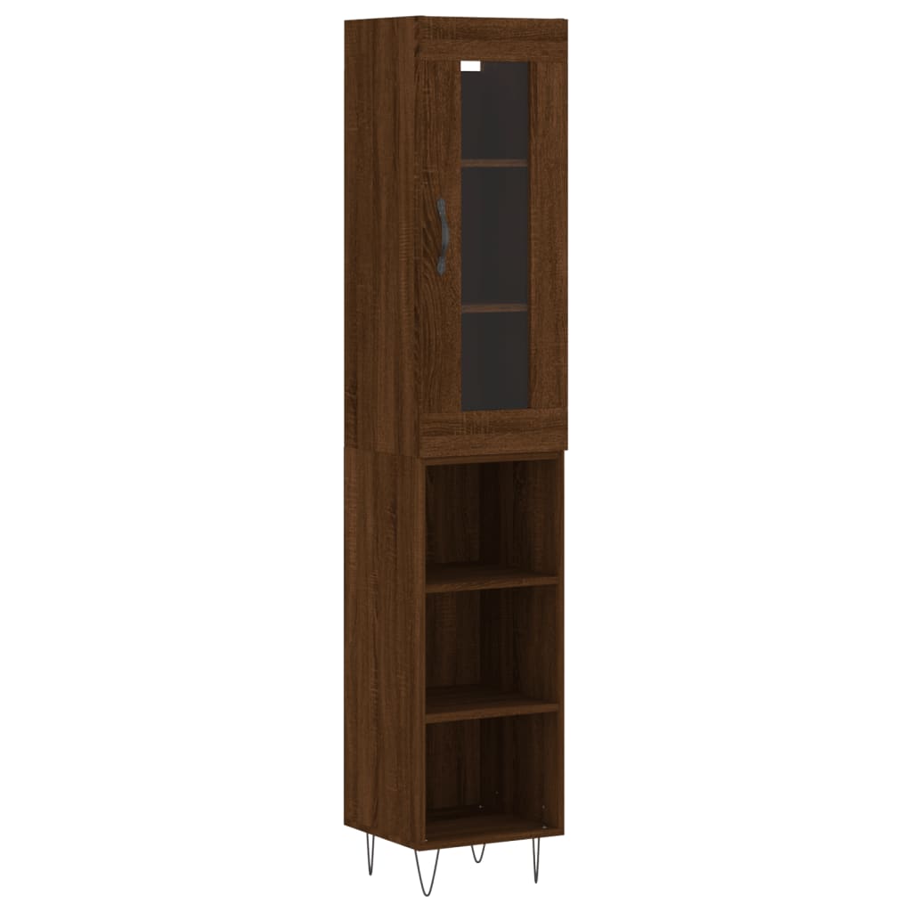 Highboard Braun Eichen-Optik 34,5x34x180 cm Holzwerkstoff