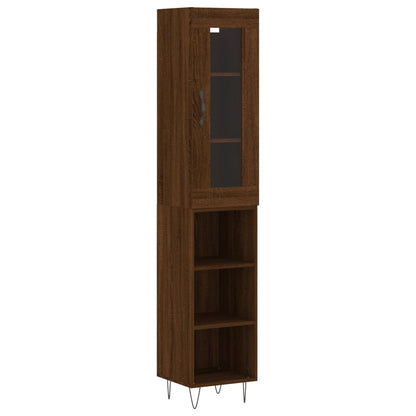 Highboard Braun Eichen-Optik 34,5x34x180 cm Holzwerkstoff