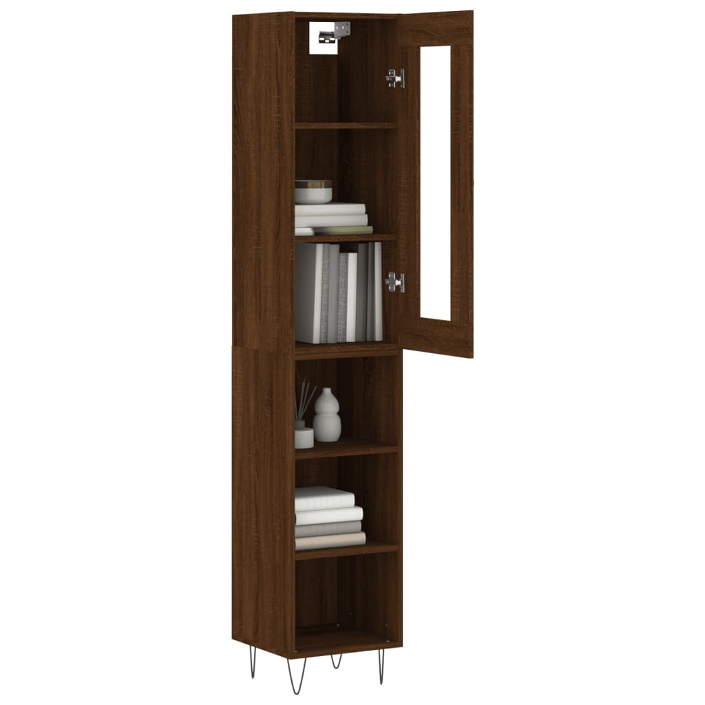 Highboard Braun Eichen-Optik 34,5x34x180 cm Holzwerkstoff