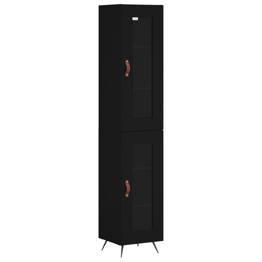 Highboard Schwarz 34,5x34x180 cm Holzwerkstoff