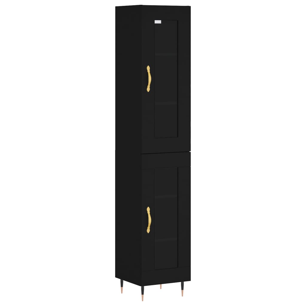 Highboard Schwarz 34,5x34x180 cm Holzwerkstoff