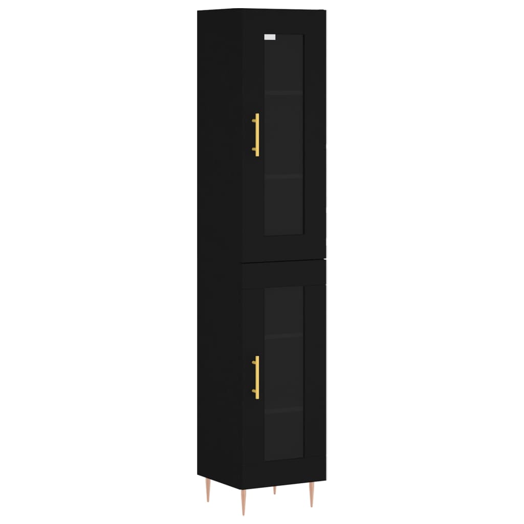 Highboard Schwarz 34,5x34x180 cm Holzwerkstoff