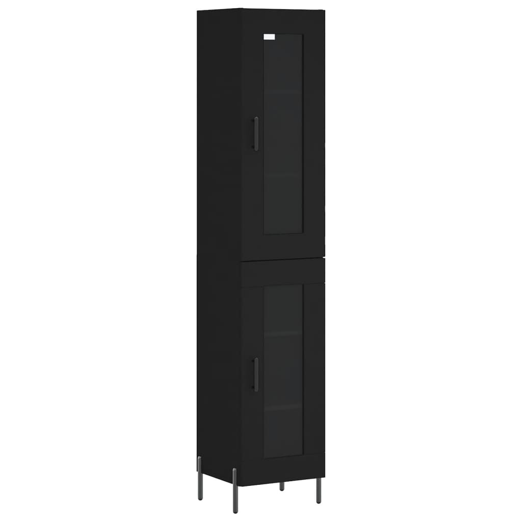 Highboard Schwarz 34,5x34x180 cm Holzwerkstoff