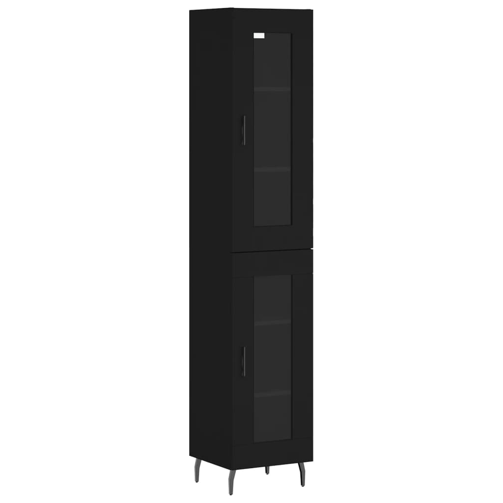 Highboard Schwarz 34,5x34x180 cm Holzwerkstoff