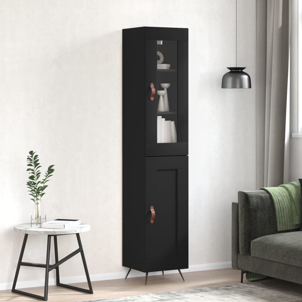 Highboard Schwarz 34,5x34x180 cm Holzwerkstoff