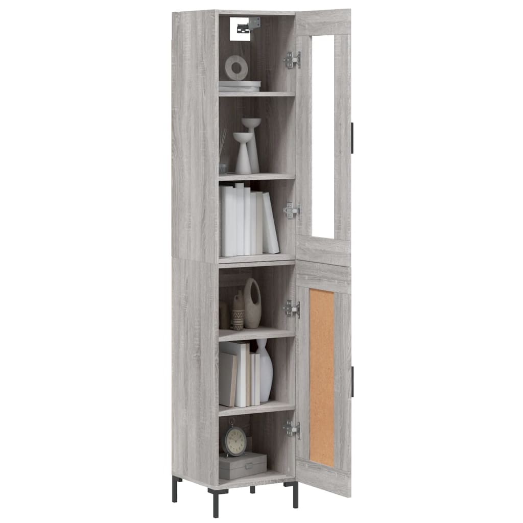 Highboard Grau Sonoma 34,5x34x180 cm Holzwerkstoff