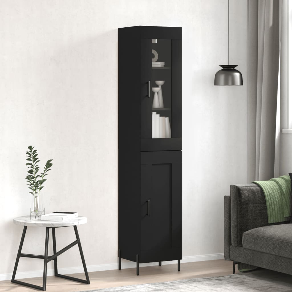 Highboard Schwarz 34,5x34x180 cm Holzwerkstoff