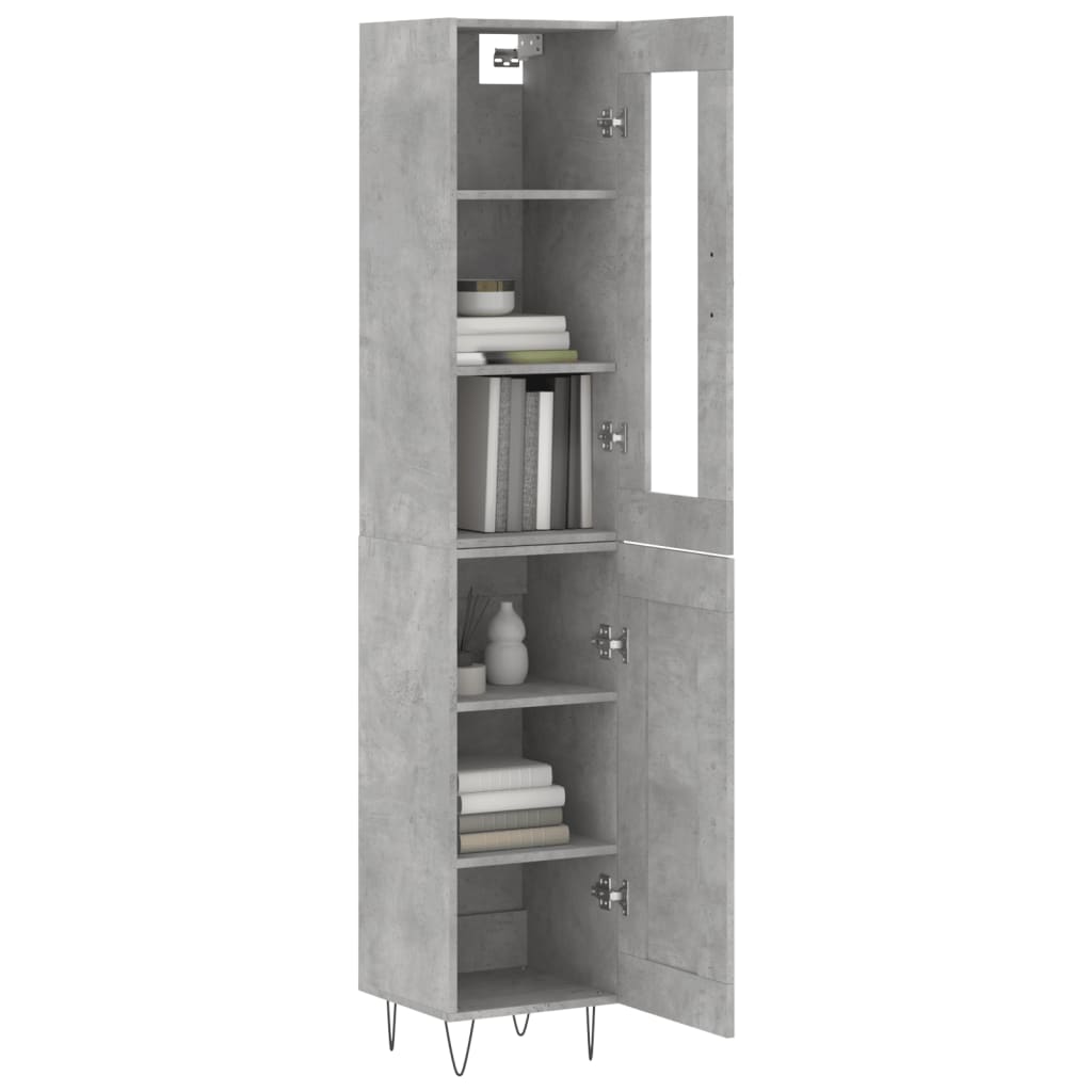 Highboard Betongrau 34,5x34x180 cm Holzwerkstoff