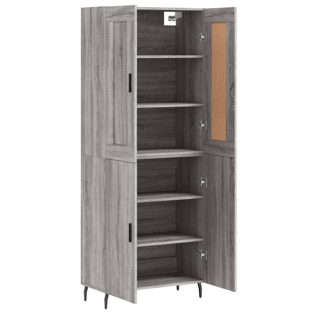 Highboard Grau Sonoma 69,5x34x180 cm Holzwerkstoff