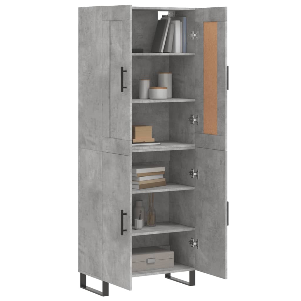 Highboard Betongrau 69,5x34x180 cm Holzwerkstoff