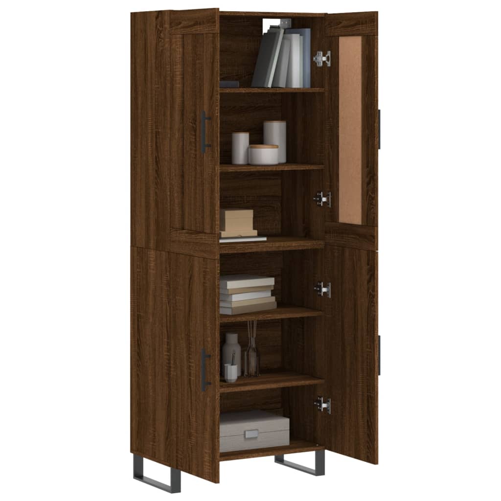 Highboard Braun Eichen-Optik 69,5x34x180 cm Holzwerkstoff