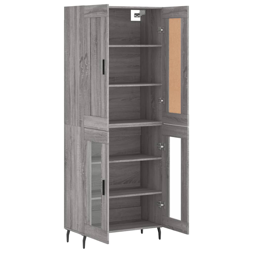 Highboard Grau Sonoma 69,5x34x180 cm Holzwerkstoff