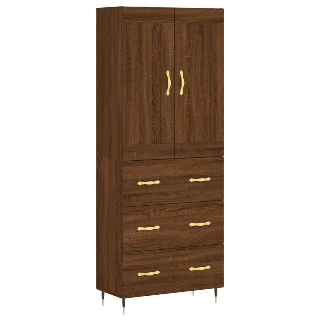 Highboard Braun Eichen-Optik 69,5x34x180 cm Holzwerkstoff