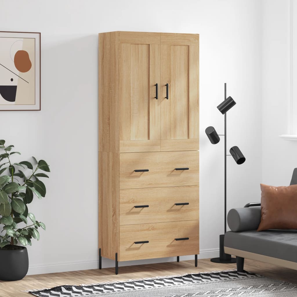 Highboard Sonoma-Eiche 69,5x34x180 cm Holzwerkstoff