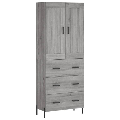 Highboard Grau Sonoma 69,5x34x180 cm Holzwerkstoff