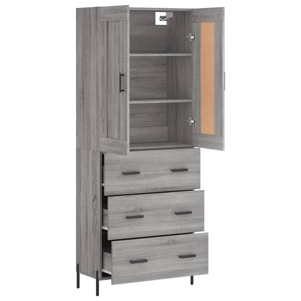 Highboard Grau Sonoma 69,5x34x180 cm Holzwerkstoff