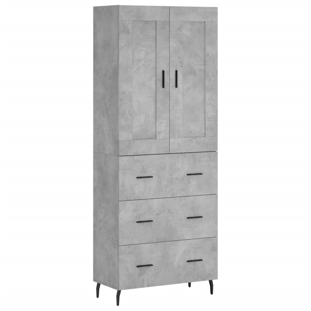 Highboard Betongrau 69,5x34x180 cm Holzwerkstoff