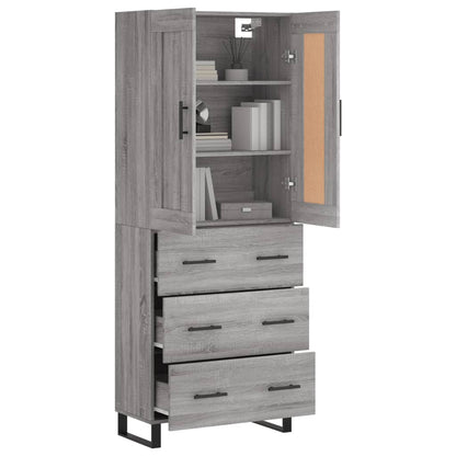 Highboard Grau Sonoma 69,5x34x180 cm Holzwerkstoff