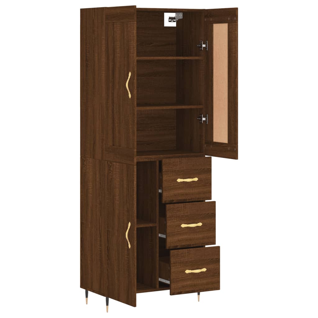 Highboard Braun Eichen-Optik 69,5x34x180 cm Holzwerkstoff