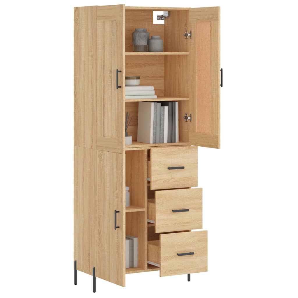 Highboard Sonoma-Eiche 69,5x34x180 cm Holzwerkstoff