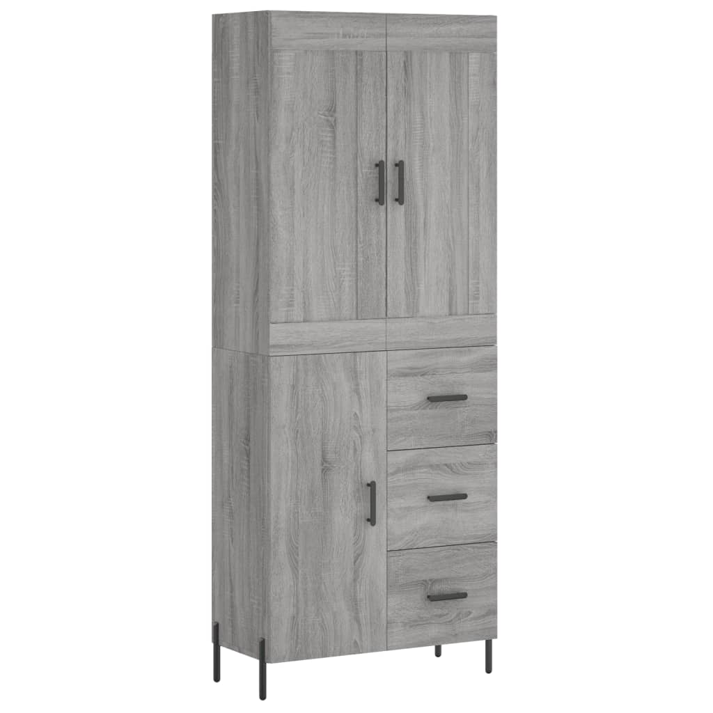 Highboard Grau Sonoma 69,5x34x180 cm Holzwerkstoff