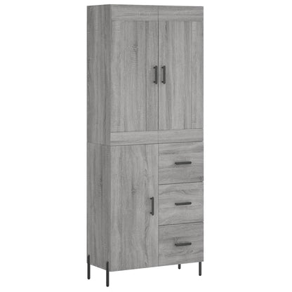 Highboard Grau Sonoma 69,5x34x180 cm Holzwerkstoff