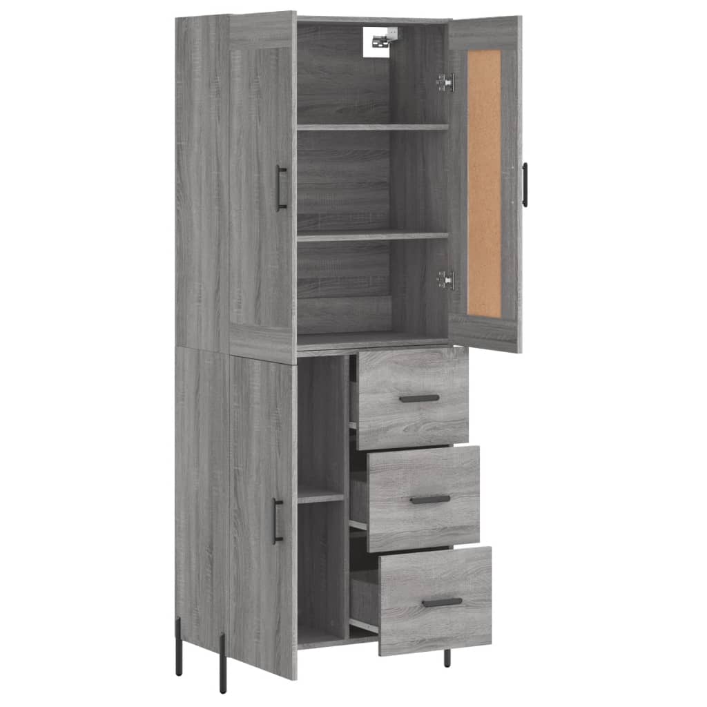 Highboard Grau Sonoma 69,5x34x180 cm Holzwerkstoff