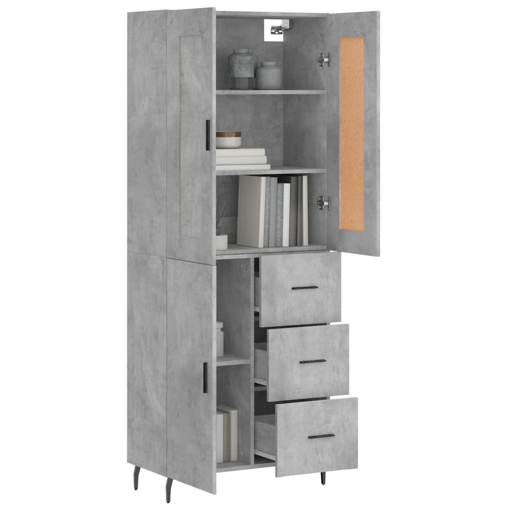 Highboard Betongrau 69,5x34x180 cm Holzwerkstoff