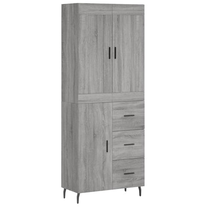 Highboard Grau Sonoma 69,5x34x180 cm Holzwerkstoff